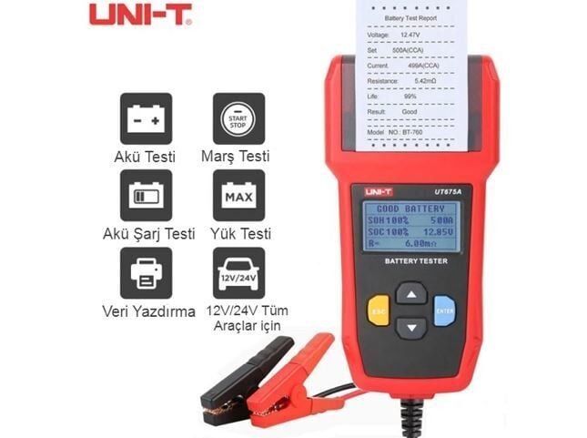 Unit UT675A Dijital Akü Test Cihazı Yazıcılı