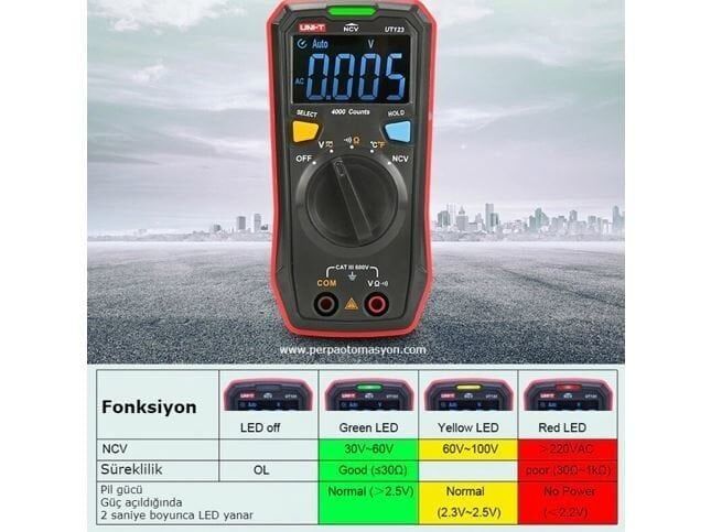 Unit UT123 Led Ekran Otomatik Multimetre
