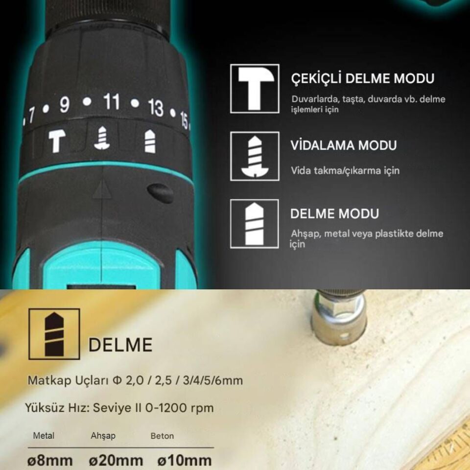 Proskit PT-1801F 18V Li-Ion Şarjlı Darbeli Matkap Vidalama