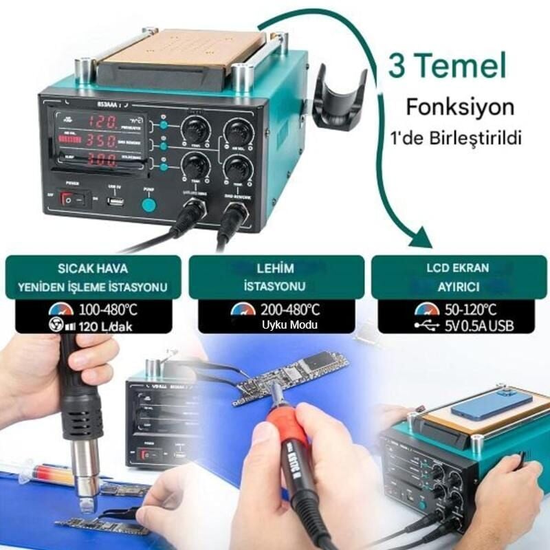 Prolink P-53 AAAII 3in1 Sıcak Hava Üflemeli Havya ve Lcd Ekran Ayırıcı