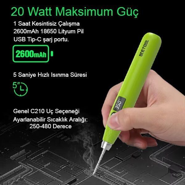 Atetool AE720D 20W Pilli Kablosuz Kalem Havya
